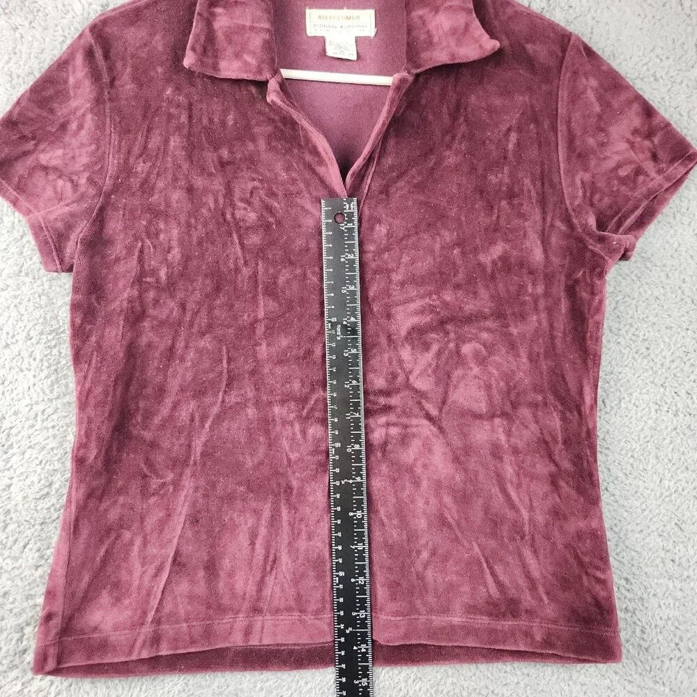 Y2K Abercrombie V-Neck Babydoll Top Medium Velour Romantic Whimsigoth Cap Sleeve
